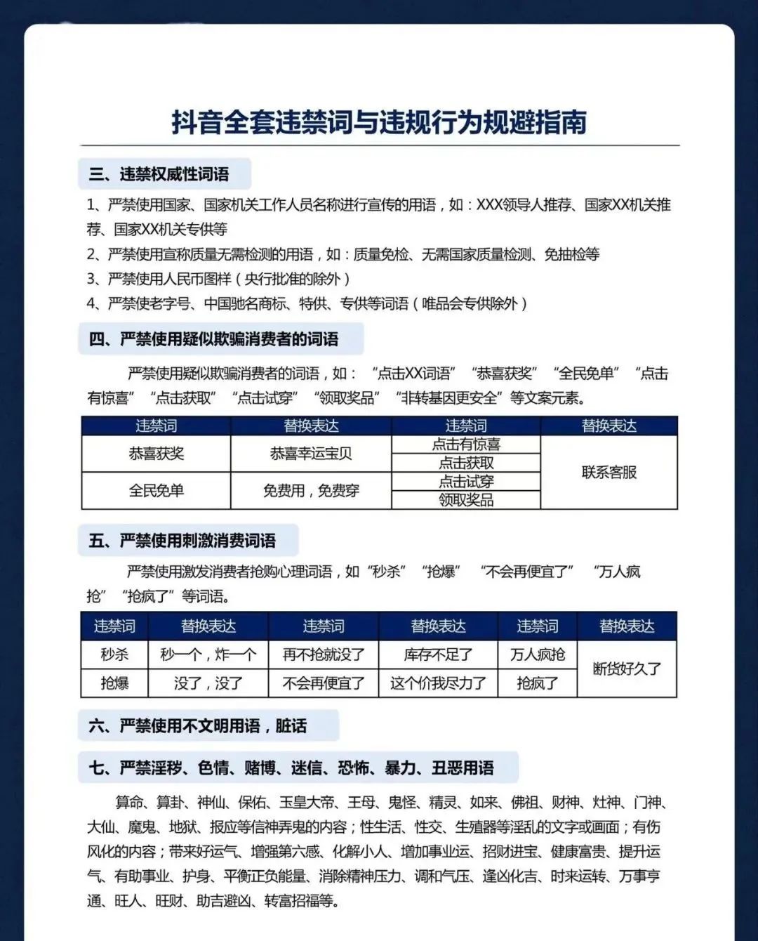 抖音违禁词合集