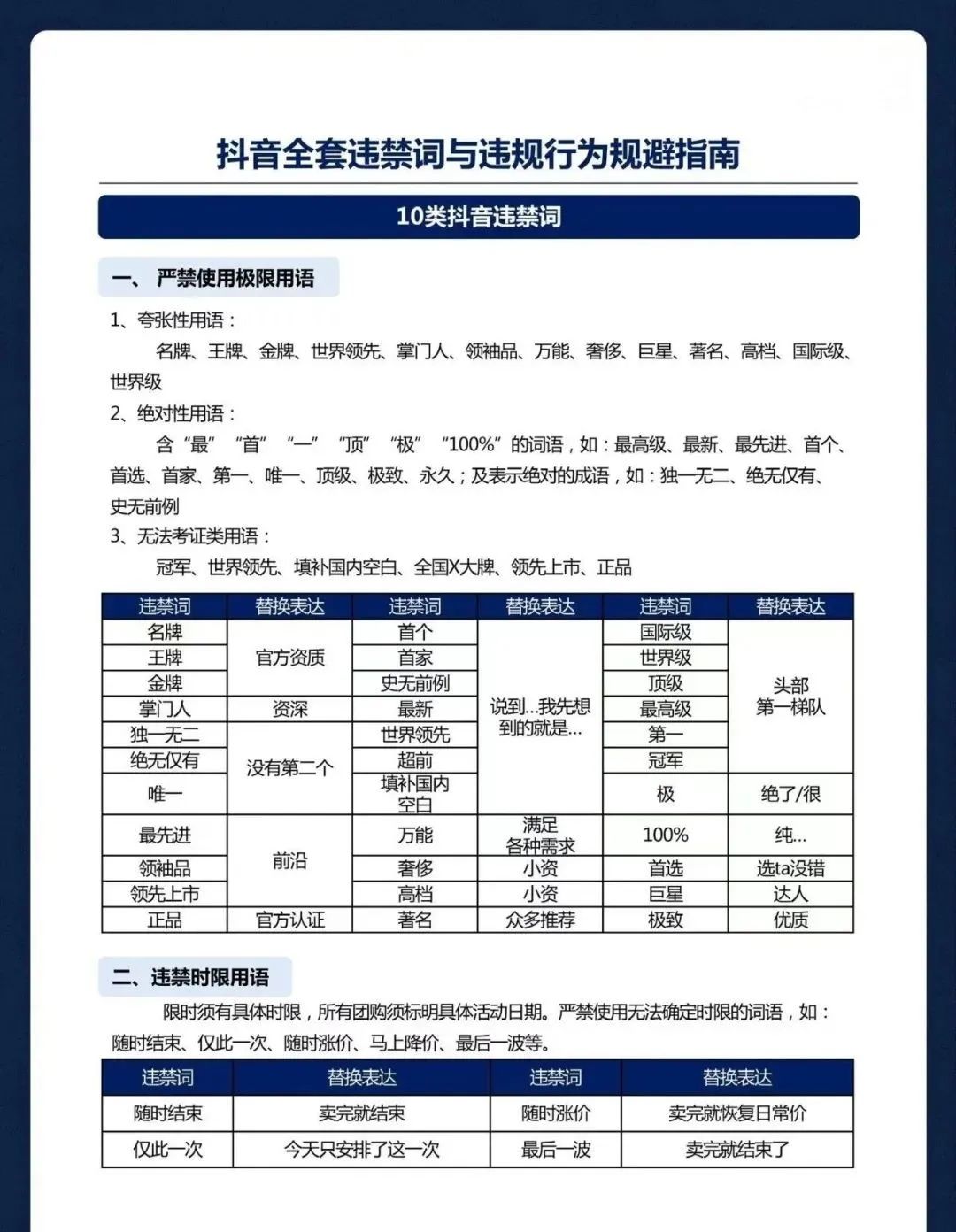 抖音违禁词合集